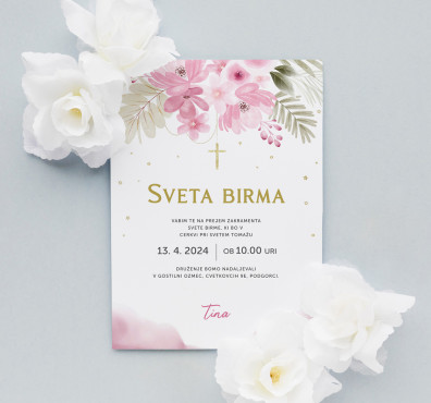 Vabilo za sveto birmo Pink