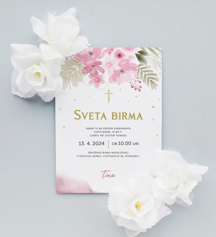 Vabilo za sveto birmo Pink